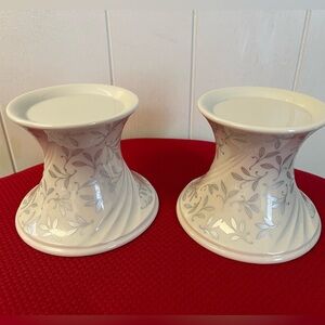 Lenox Unity Pillar Candle Stand (2) Ivory, White, Silver, Platinum